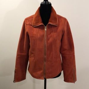 Burnt Orange Faux Suede Jacket